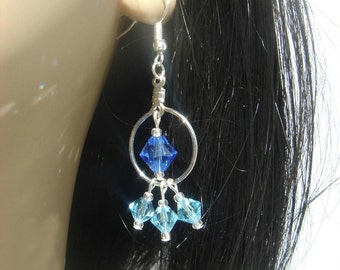 Floating Sapphire Swarovski crystal earrings