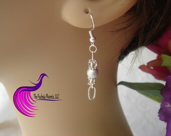 Delicate silver drop earrings, made to compliment my necklace " I can do everything through him who gives me strength"