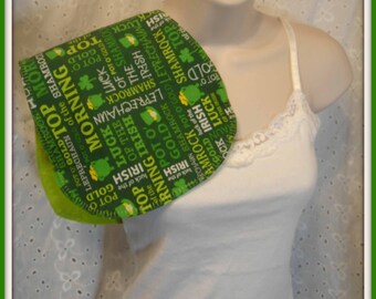 Irish sayings for St. Patrick's Day on a green fabric.