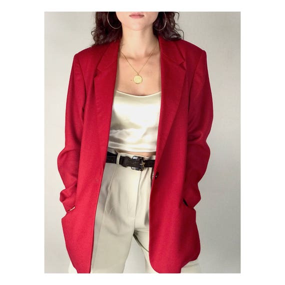 Red Oversized Wool Blazer. Fits XS/L