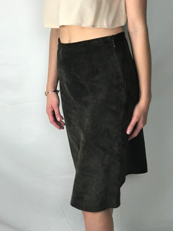 Leather A-line Skirt - image 4