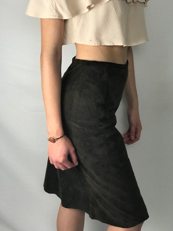 Leather A-line Skirt - image 3