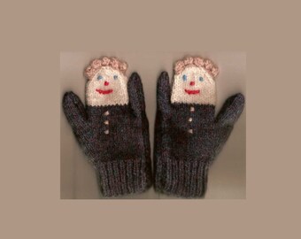 Manoplas de lana tejidas a mano para niños de Cottage Craft