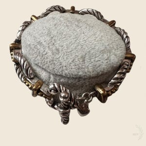 Brighton Silver & Gold Tone Rope Oval Link Toggle Bracelet Adjustable 8 in image 3