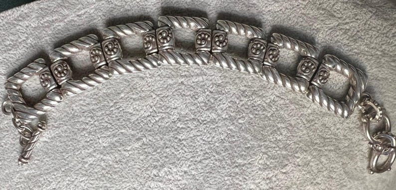 Brighton Silver Tone Rope Link Adjustable Toggle Bracelet 8” w Tin image 3