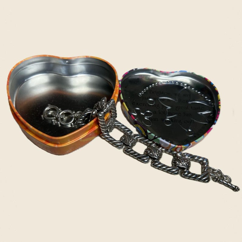 Brighton Silver Tone Rope Link Adjustable Toggle Bracelet 8” w Tin image 7