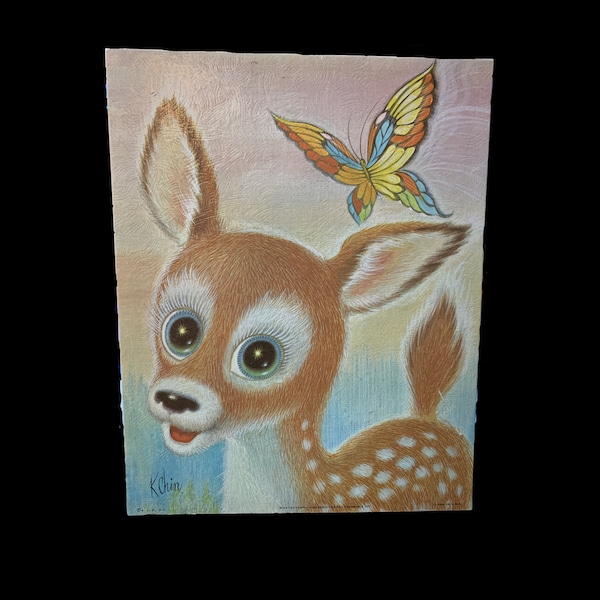 Big Eyed Fawn Doe Lithograph by K.Chin 1960-1970 Arthur A. Kaplan Co., Inc published for Art Treasures, Inc