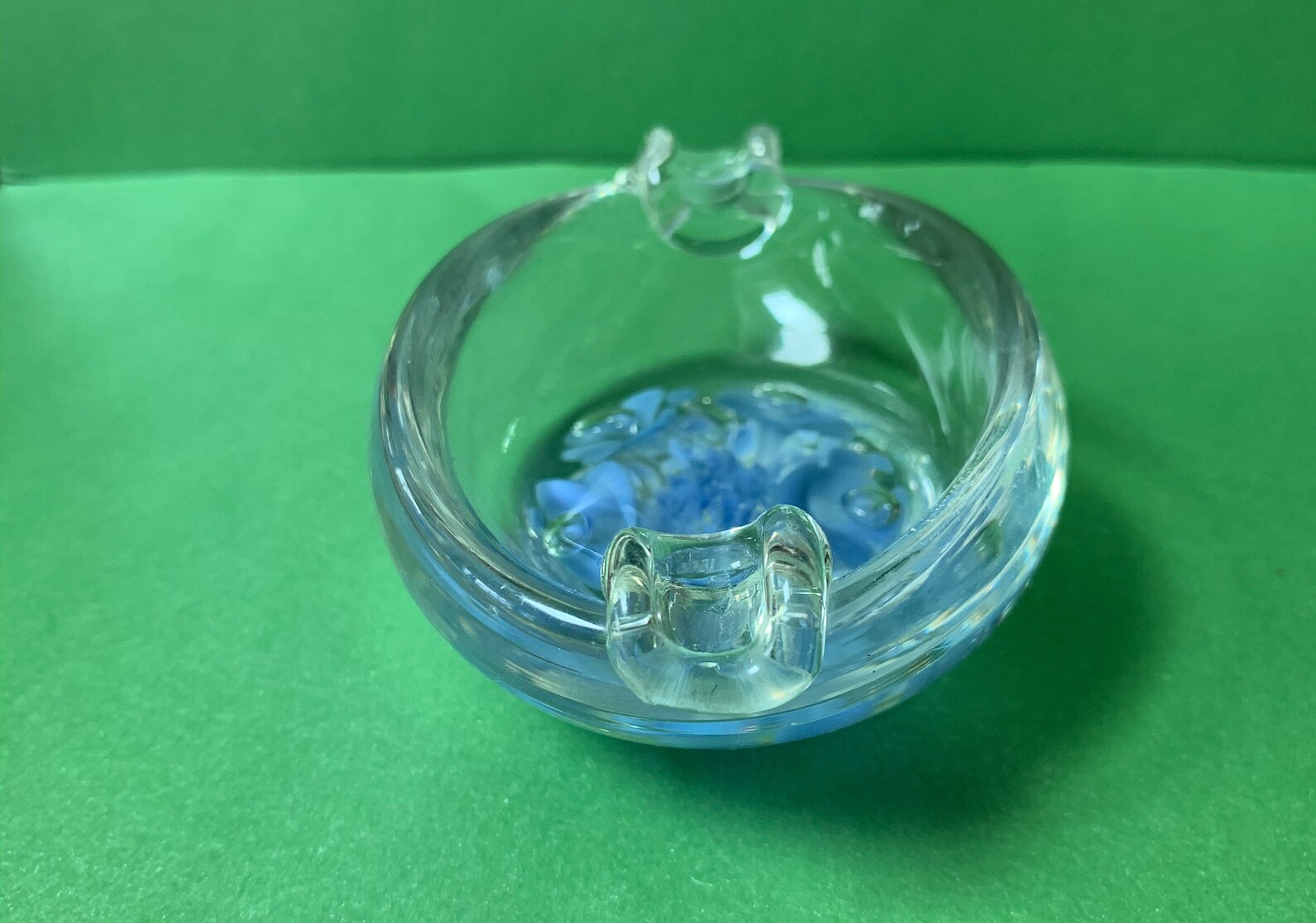 1960s Joe St. Clair Art Glass Ashtray Light Blue Flowers Floral Etsy