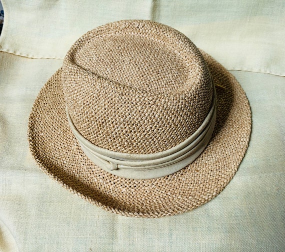 1970s Ladies Light Tan Beige Panama Straw Fedora … - image 5