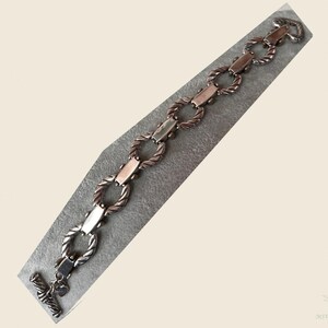 Brighton Silver & Gold Tone Rope Oval Link Toggle Bracelet Adjustable 8 in image 4