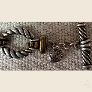 Brighton Silver & Gold Tone Rope Oval Link Toggle Bracelet Adjustable 8 in image 5