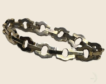 Bracelet Gold Tone Geometric Link Vintage • 1970s–1980s Modernist Style