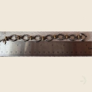 Brighton Silver & Gold Tone Rope Oval Link Toggle Bracelet Adjustable 8 in image 7
