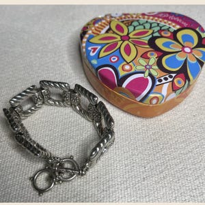 Brighton Silver Tone Rope Link Adjustable Toggle Bracelet 8” w Tin image 2