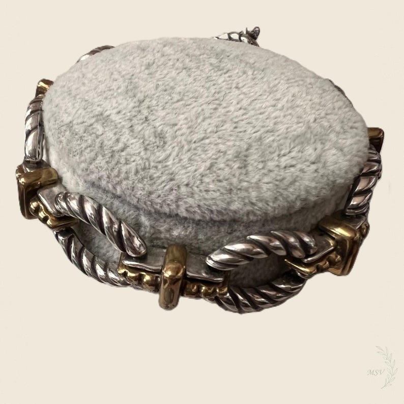 Brighton Silver & Gold Tone Rope Oval Link Toggle Bracelet Adjustable 8 in image 2