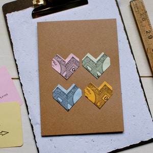 Carte Monopoly origami coeur/robe