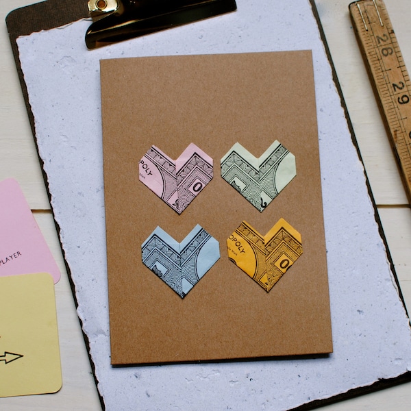 Monopoly Origami Heart/Dress Card