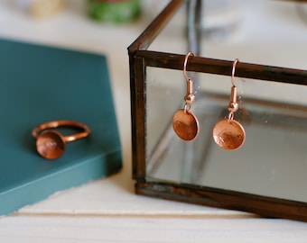 Hammered Copper Dangle Earrings