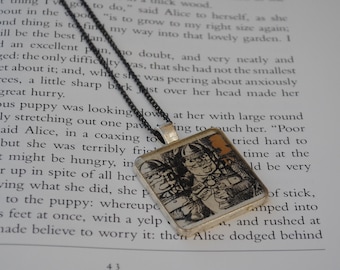 Alice in Wonderland Stamp Necklace - Tweedledum & Tweedledee