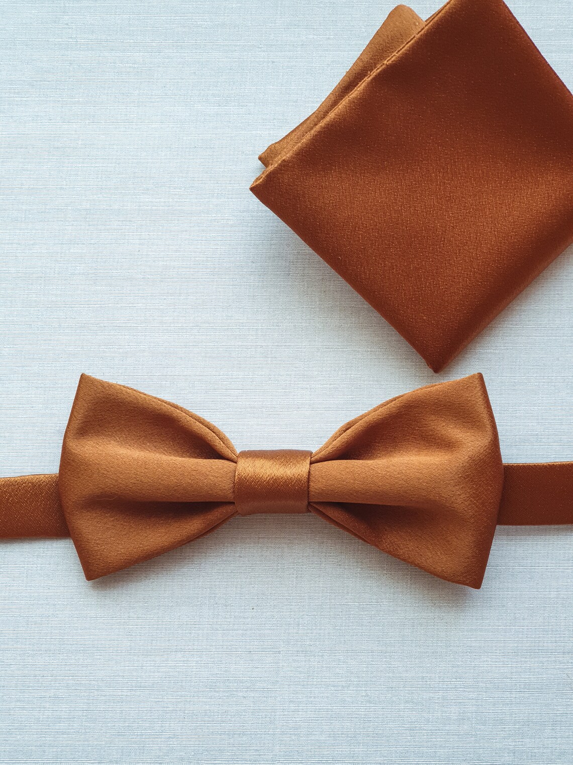 Rust bow tie pocket square set Fall bow tiees for men Pre-tied | Etsy