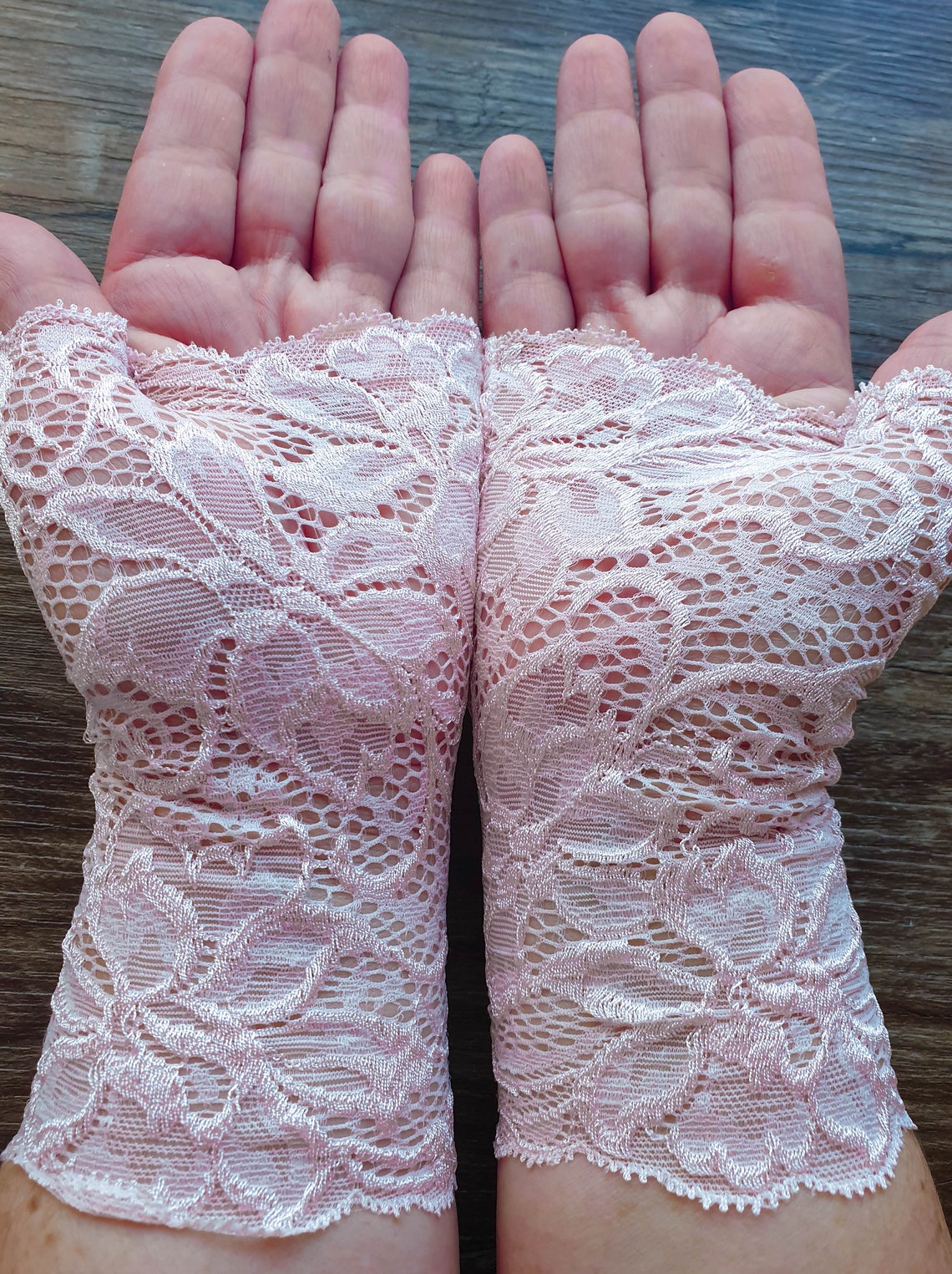 Pink blossom lace fingerless gloves. Mittens for women Etsy