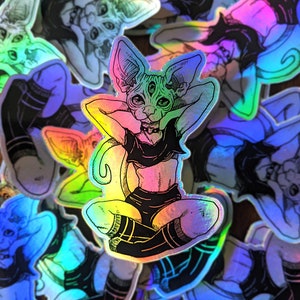 Autocollant en vinyle Holo Cat Girl de 3 po