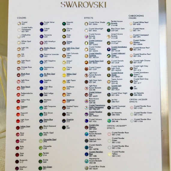 Swarovski Flatback Color Chart