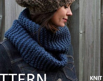 Beginner knitting Pattern, knit scarf pattern, Scarf Knitting Pattern, Hand-knit scarf pattern, Chunky knit infinity scarf, PDF Download