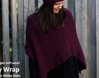 Wool cape, Cozy Knit poncho, Winter Cape Coat, knit sweater wrap, handmade knitwear. Winter coat, crochet wool cape, 100% soft wool,