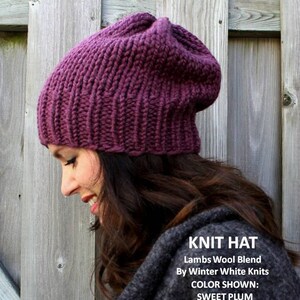 Knit Slouchy Hat, Knitted Beanie, knit winter hat, soft knit hat, unisex knit hat, knit beanie hat,  chunky knit hat, womens/mens hat