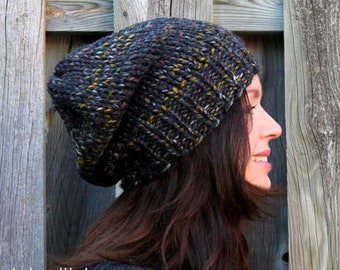 Knit hat, slouchy winter hat, hand-knit hat, unisex hat, lambs wool knitted hat,  Knit Slouchy Hat, chunky knit hat, womens/mens hat