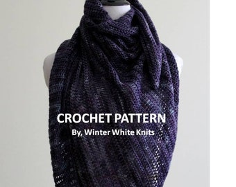 Crochet shawl pattern, Crochet triangle shawl pattern, Crochet scarf Pattern, Sock yarn shawl pattern,  DIY Instant Download crochet pattern