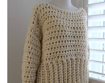 Schema per maglione all&#39;uncinetto, Maglione grosso all&#39;uncinetto, Schema per maglione all&#39;uncinetto facile, Maglione pullover comodo, Maglione Orlingberry, LINGUA INGLESE