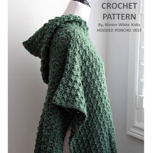 Crochet poncho pattern, Crochet hooded poncho vest pattern, Crochet cape, hooded poncho pattern, Crochet vest poncho, PDF instant download