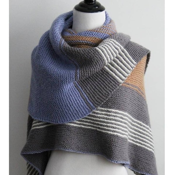 Knitting pattern, knit shawl, Triangle wrap pattern, The Cozy Roads Shawl, PDF Instant Download Knitting Pattern, make it yourself tutorial