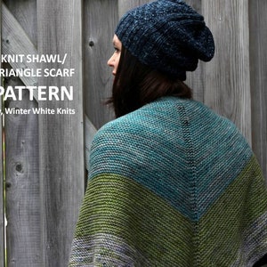 Shawl knitting pattern, Triangle scarf pattern, pdf Download Knitting Pattern, Hand-knit shawl pattern, Shawl DK yarn knit pattern, ENGLISH