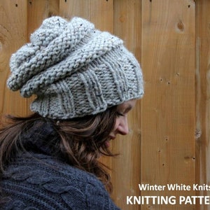 Knit hat pattern, Knitting pattern, PDF Instant Download Knitting Pattern, Knit hat, slouchy knit hat, Elora knit hat knitting pattern