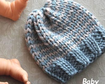 Striped baby hat, Knit toddler hat, Sizes newborn -3 months hat, 3-6 months hat, 6-12 months hat, child 1-7 years, Winter hat, Hand-knit