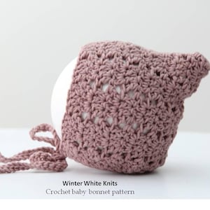Patroon gehaakt mutsje, gehaakt babymutsje, maten van 2-24 maanden, gehaakt babymutsje, Snuggle Pie-mutspatroon, Pixie-mutsje, ENGELS TAAL
