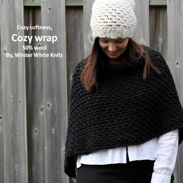 Poncho, Cozy Knit wrap, Wrap sweater, Winter coat, Hand-knitted poncho, chunky wool cape, Winter Cape Coat, Soft and cozy