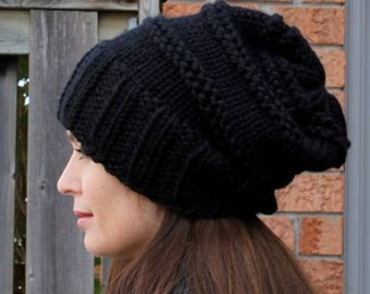 Knitting pattern, knit hat pattern, slouchy hat pattern, Instant Download, Make it yourself knit hat, pattern 0049, knitting tutorial