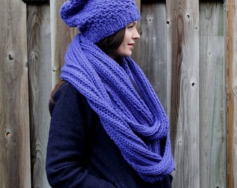 Chunky Knit Scarf Pattern, Beginner Easy Knitting (PDF Download), Hand-knit Scarf Knitting pattern, ENGLISH LANGUAGE