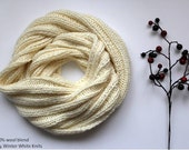 Knit infinity scarf, winter scarf, cream white knit scarf, winter cozy infinity scarf, hand-knit scarf in a soft wool blend, cozy soft scarf