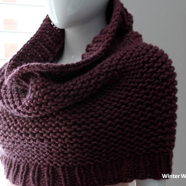 Hand-knit capelet cowl, Large cowl to wear as a capelet or cowl or scarf, hand-knit cowl, Knit capelet, Knit infinity scarf, chunky scarf