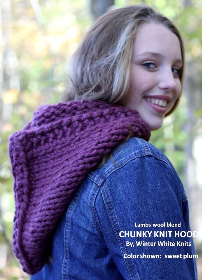 Chunky Knitted Hood, Knit Hood, Winter Hood, Knit Cowl Hood