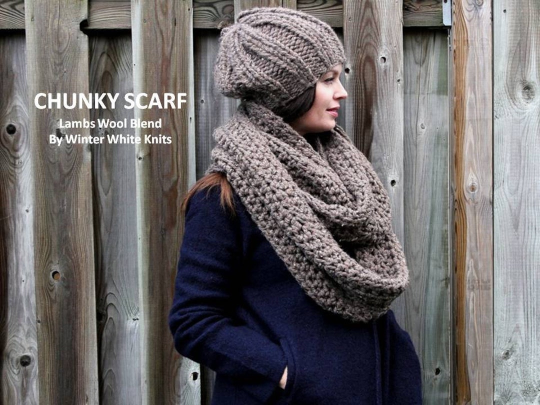 Chunky Infinity Scarf, Winter Scarf, Blanket Scarf, Lambs Wool Scarf ...