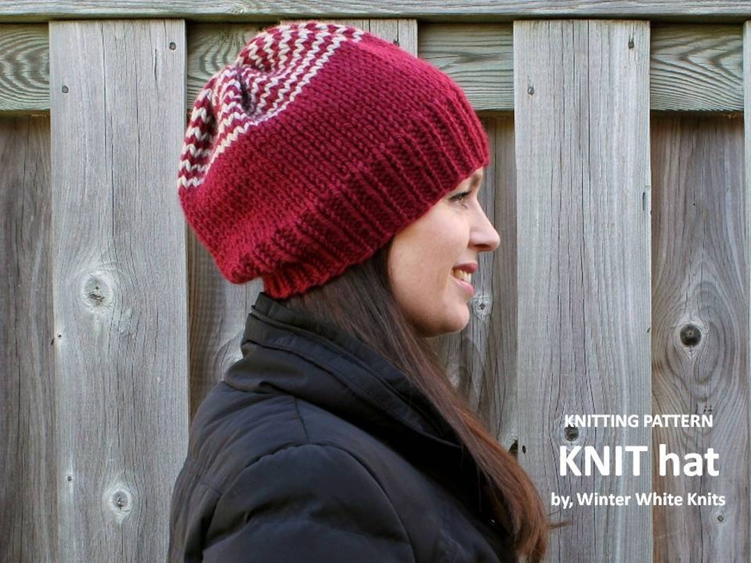 Knit Hat Pattern, PDF Instant Download Knitting Pattern, Knit Winter ...