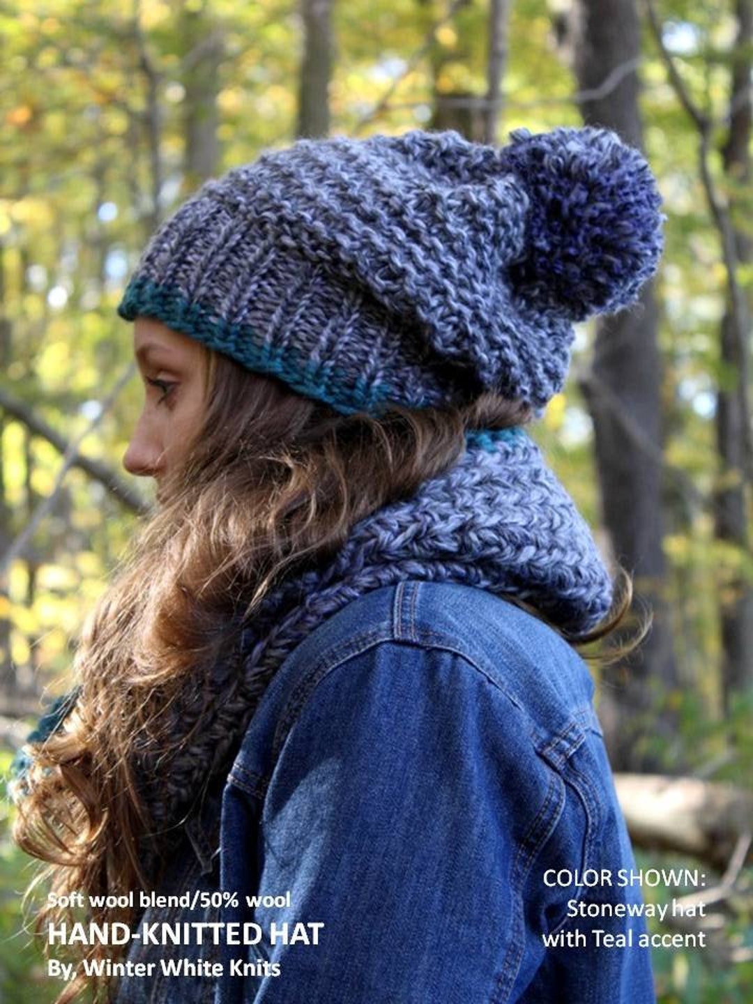 Chunky knit hat, pom pom knit hat, Knit winter hat, hand knit beanie