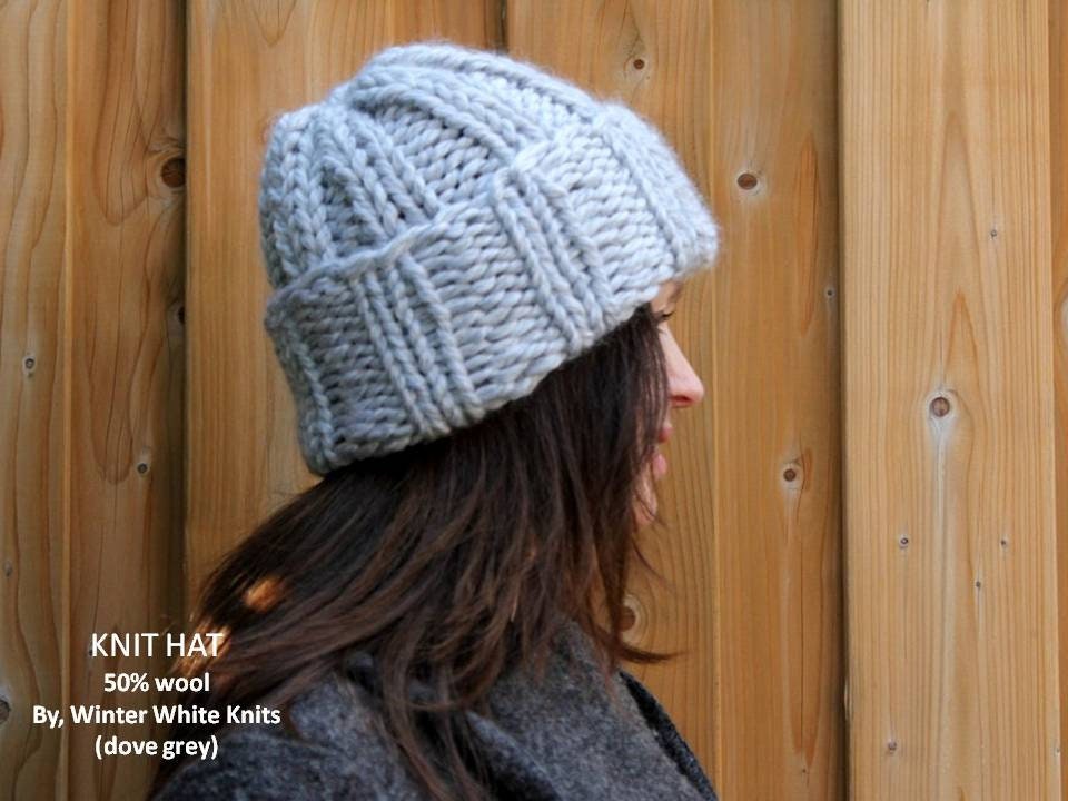 Knit Hat, Double Thick Knit Hat, Knitted Beanie, Unisex