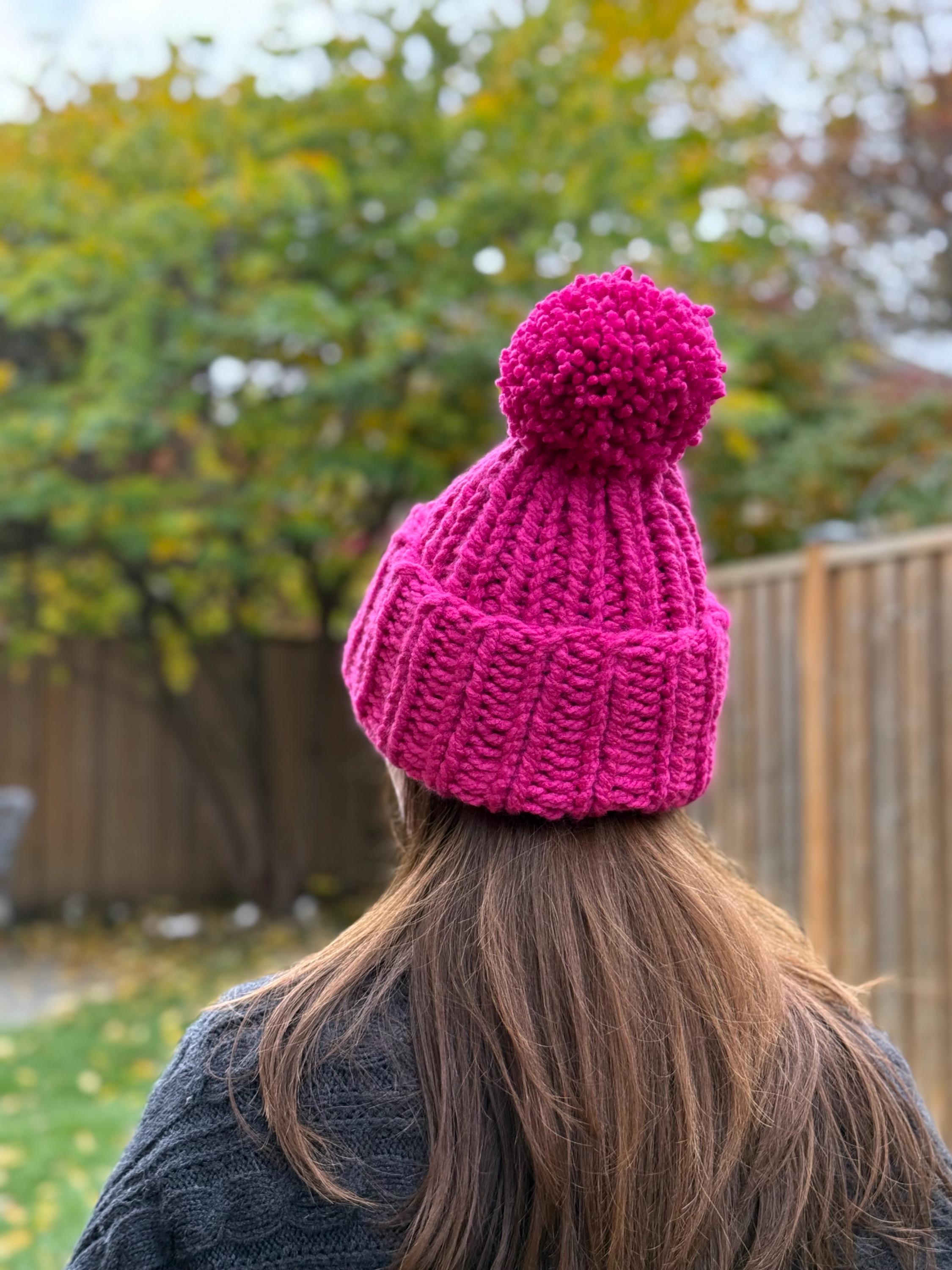 Folded Brim Hat, Soft Acrylic Knitted Hat, Chunky Knit Hat